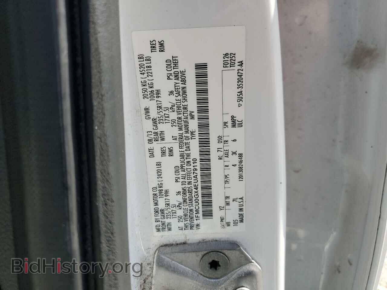 2014 FORD ESCAPE - VIN: 1FMCU0GX4EUA79110 - Photo 13