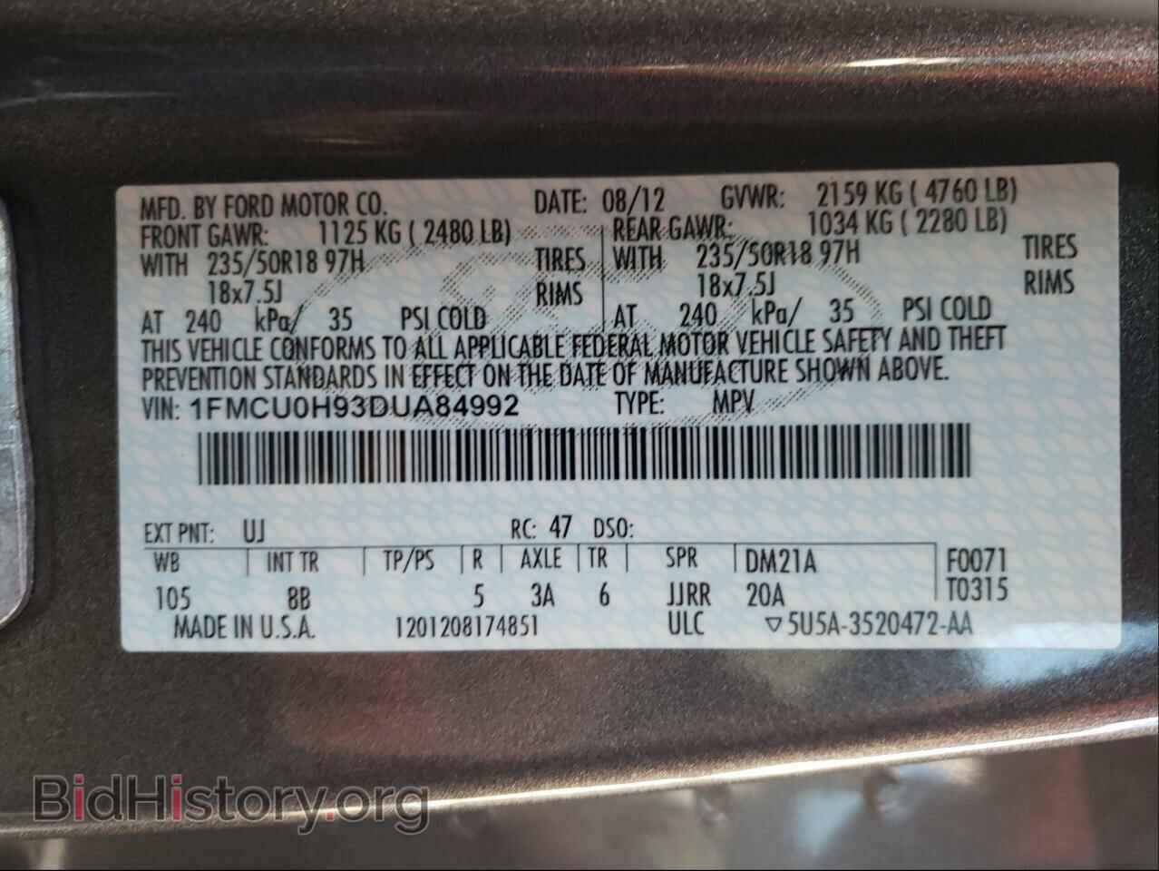 2013 FORD ESCAPE - VIN: 1FMCU0H93DUA84992 - Photo 10