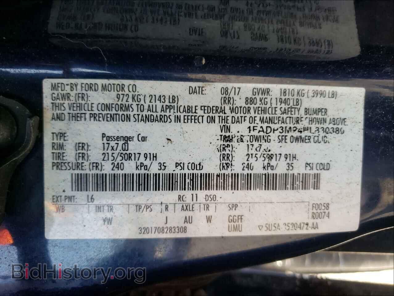 2017 FORD FOCUS - VIN: 1FADP3M24HL330380 - Фото 10