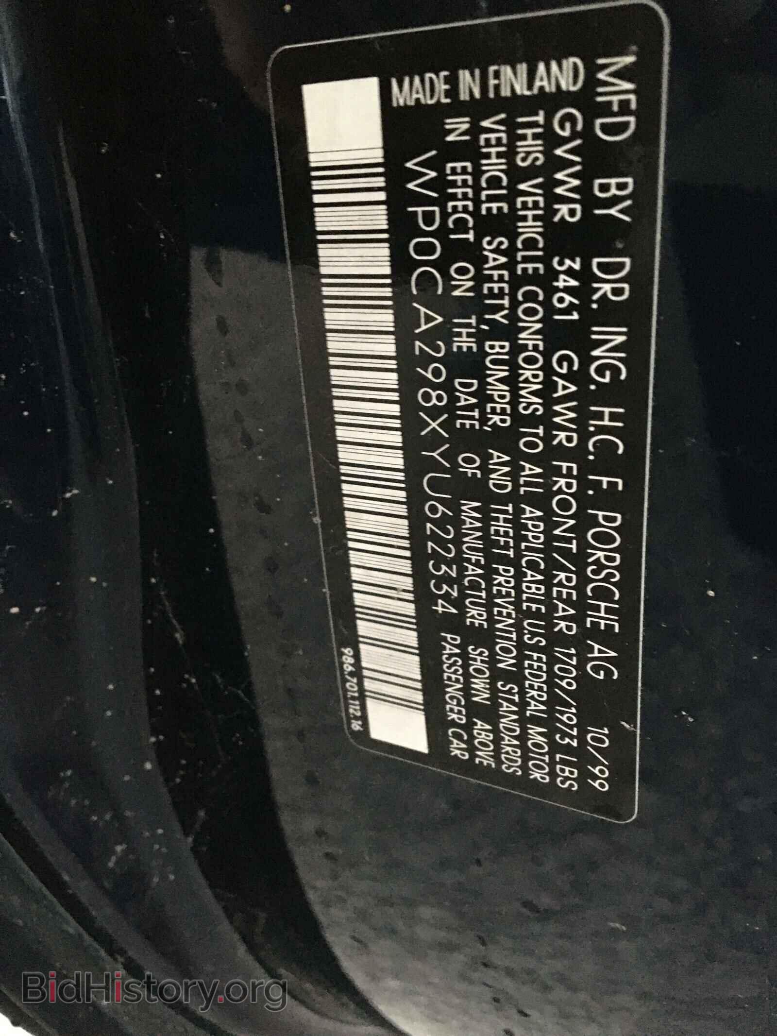 2000 PORSCHE BOXSTER - VIN: WP0CA298XYU622334 - Фото 10