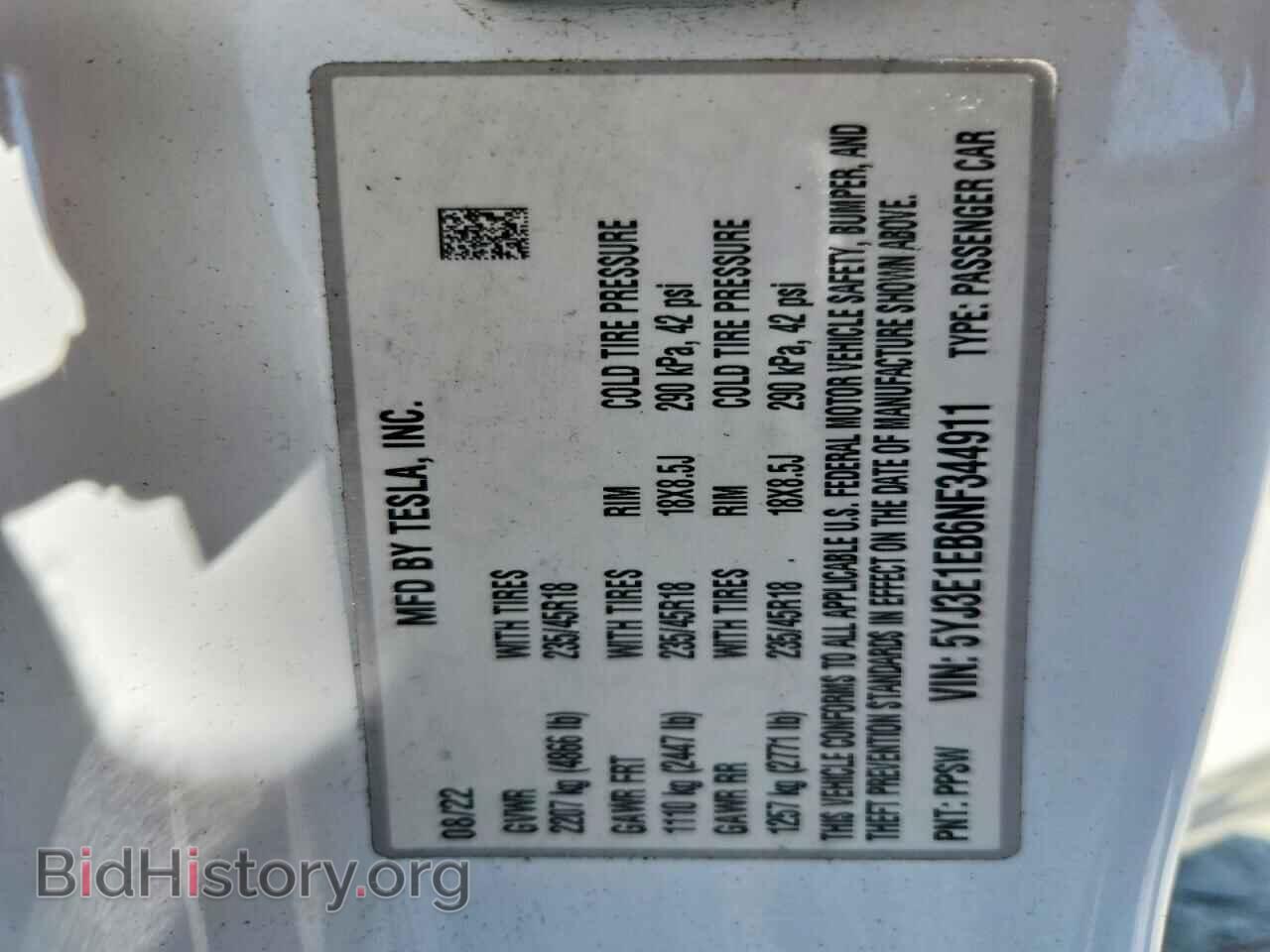 2022 TESLA MODEL 3 - VIN: 5YJ3E1EB6NF344911 - Photo 12