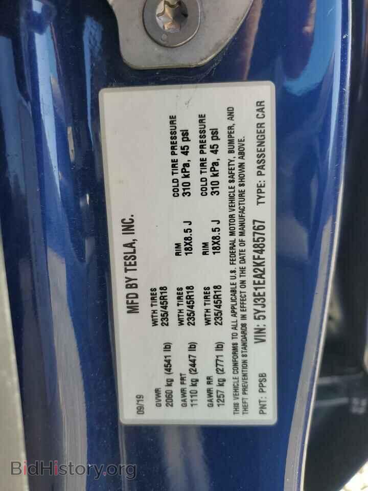 2019 TESLA MODEL 3 - VIN: 5YJ3E1EA2KF485767 - Photo 12