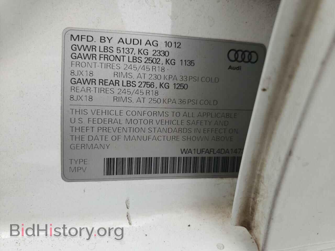 2013 AUDI A4 - VIN: WA1UFAFL4DA147357 - Фото 10