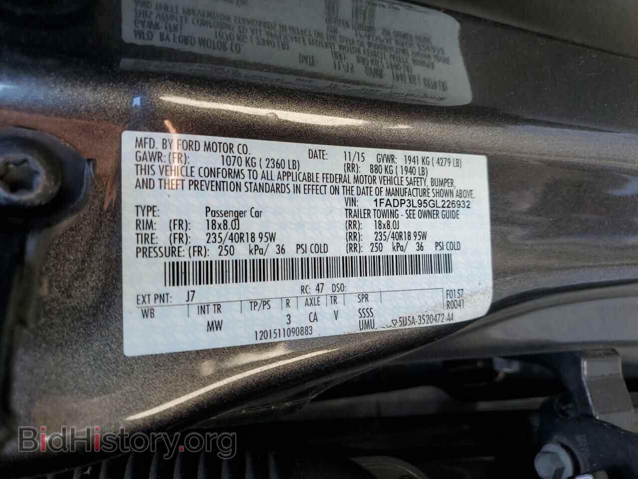 2016 FORD FOCUS - VIN: 1FADP3L95GL226932 - Фото 12