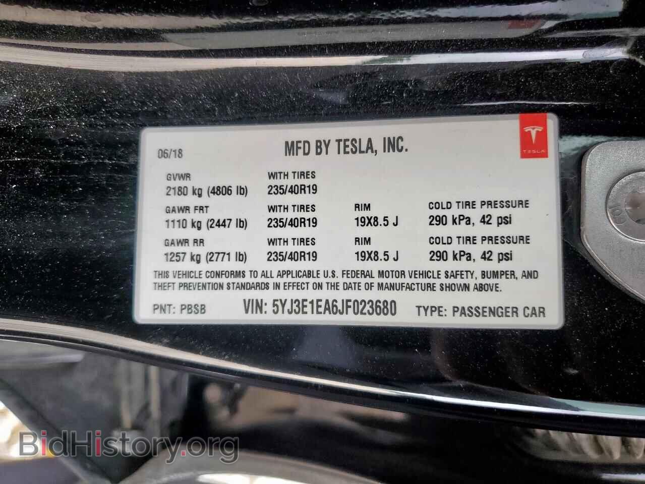 2018 TESLA MODEL 3 - VIN: 5YJ3E1EA6JF023680 - Фото 12