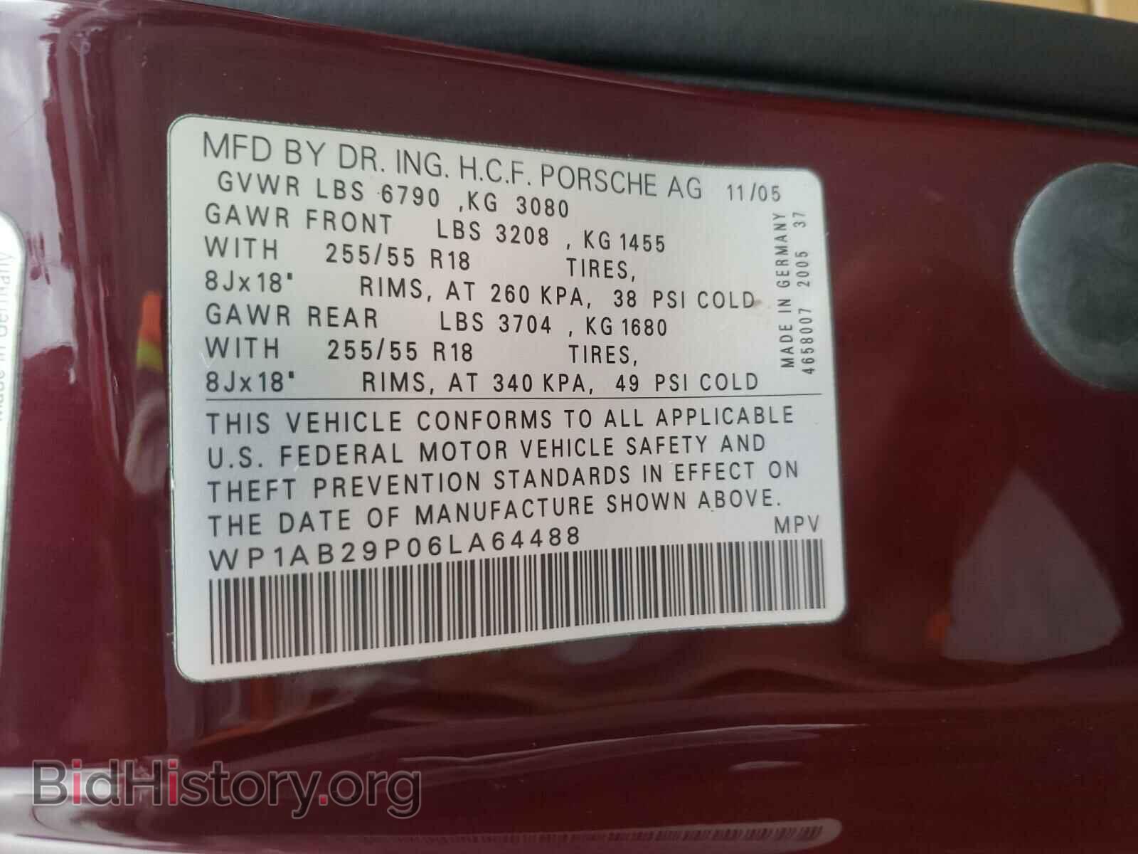 2006 PORSCHE CAYENNE - VIN: WP1AB29P06LA64488 - Фото 10