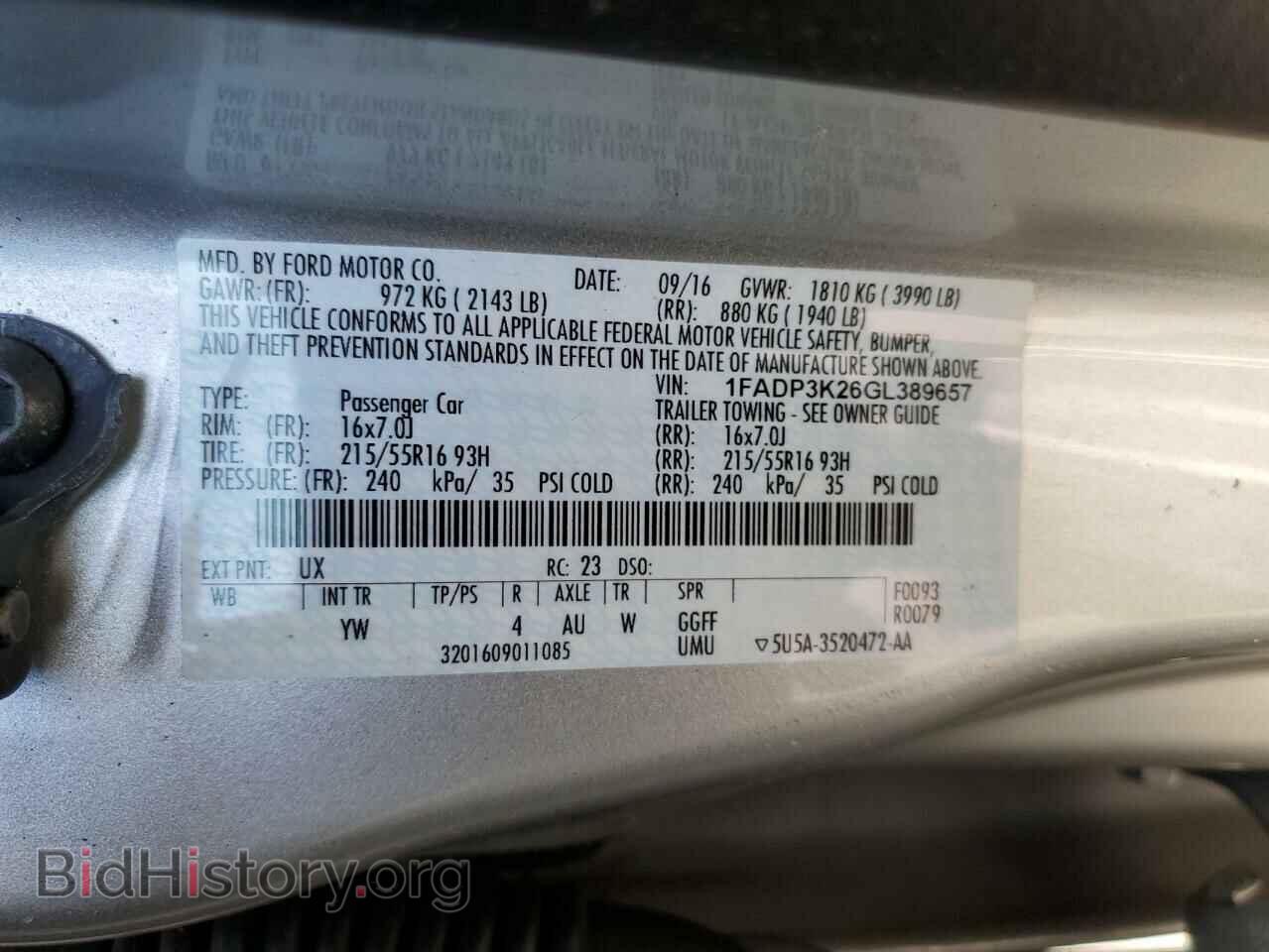 2016 FORD FOCUS - VIN: 1FADP3K26GL389657 - Photo 10