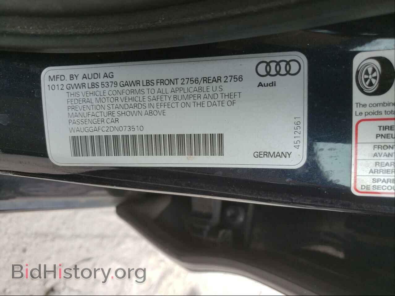 2013 AUDI A6 - VIN: WAUGGAFC2DN073510 - Photo 10