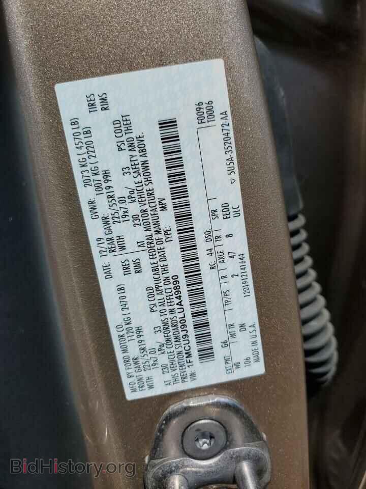 2020 FORD ESCAPE - VIN: 1FMCU9J90LUA49890 - Photo 12