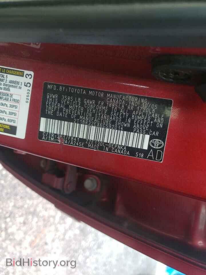 2006 TOYOTA COROLLA - VIN: 2T1BR32EX6C592014 - Фото 10