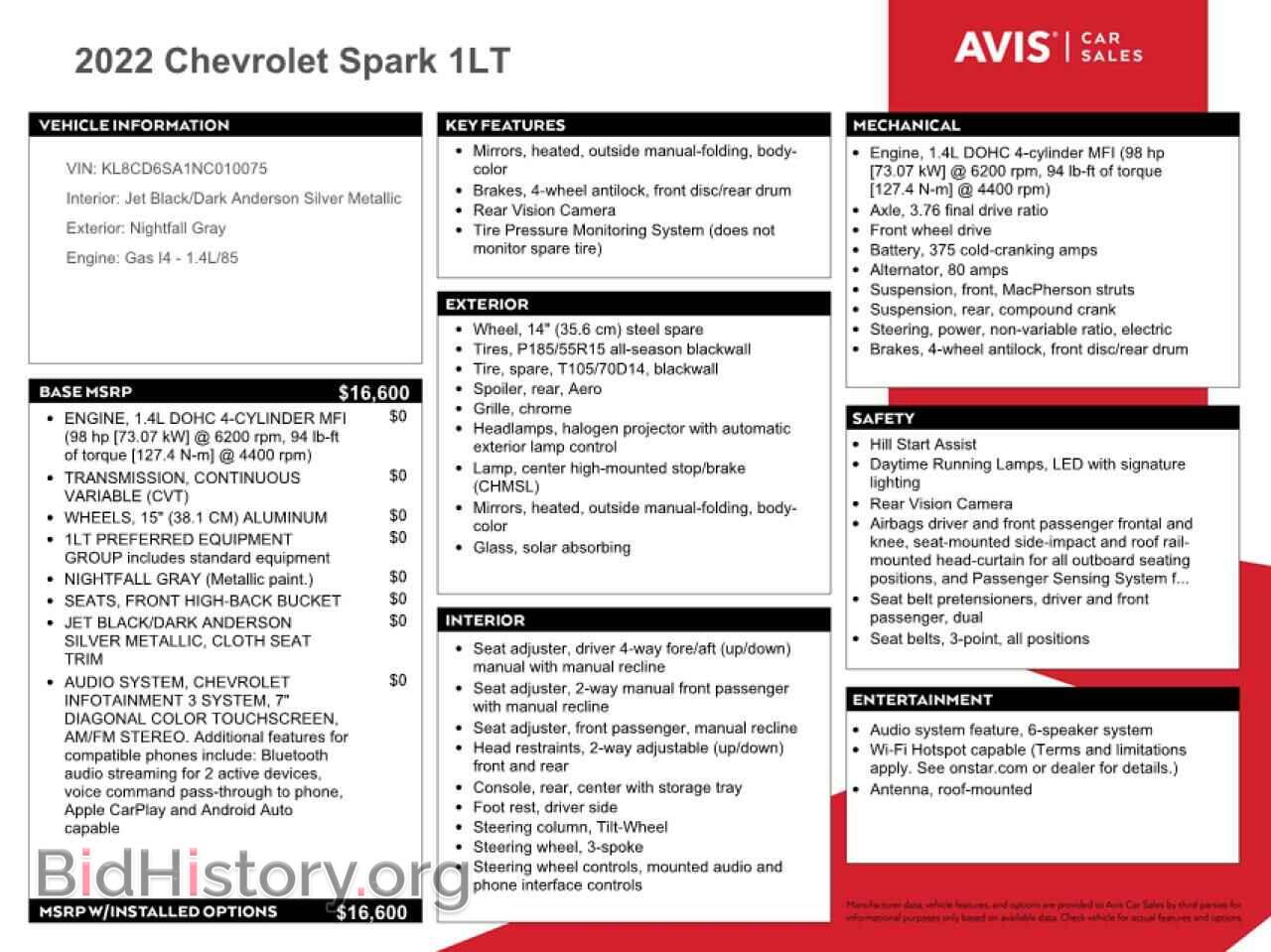 2022 CHEVROLET SPARK - VIN: KL8CD6SA1NC010075 - Фото 12