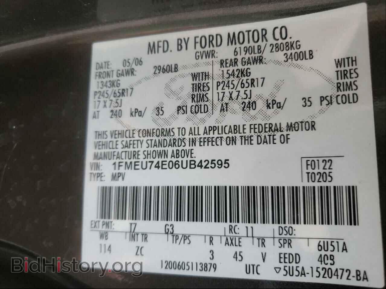 2006 FORD EXPLORER - VIN: 1FMEU74E06UB42595 - Фото 10