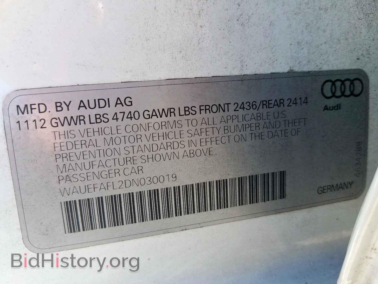 2013 AUDI A4 - VIN: WAUEFAFL2DN030019 - Фото 10