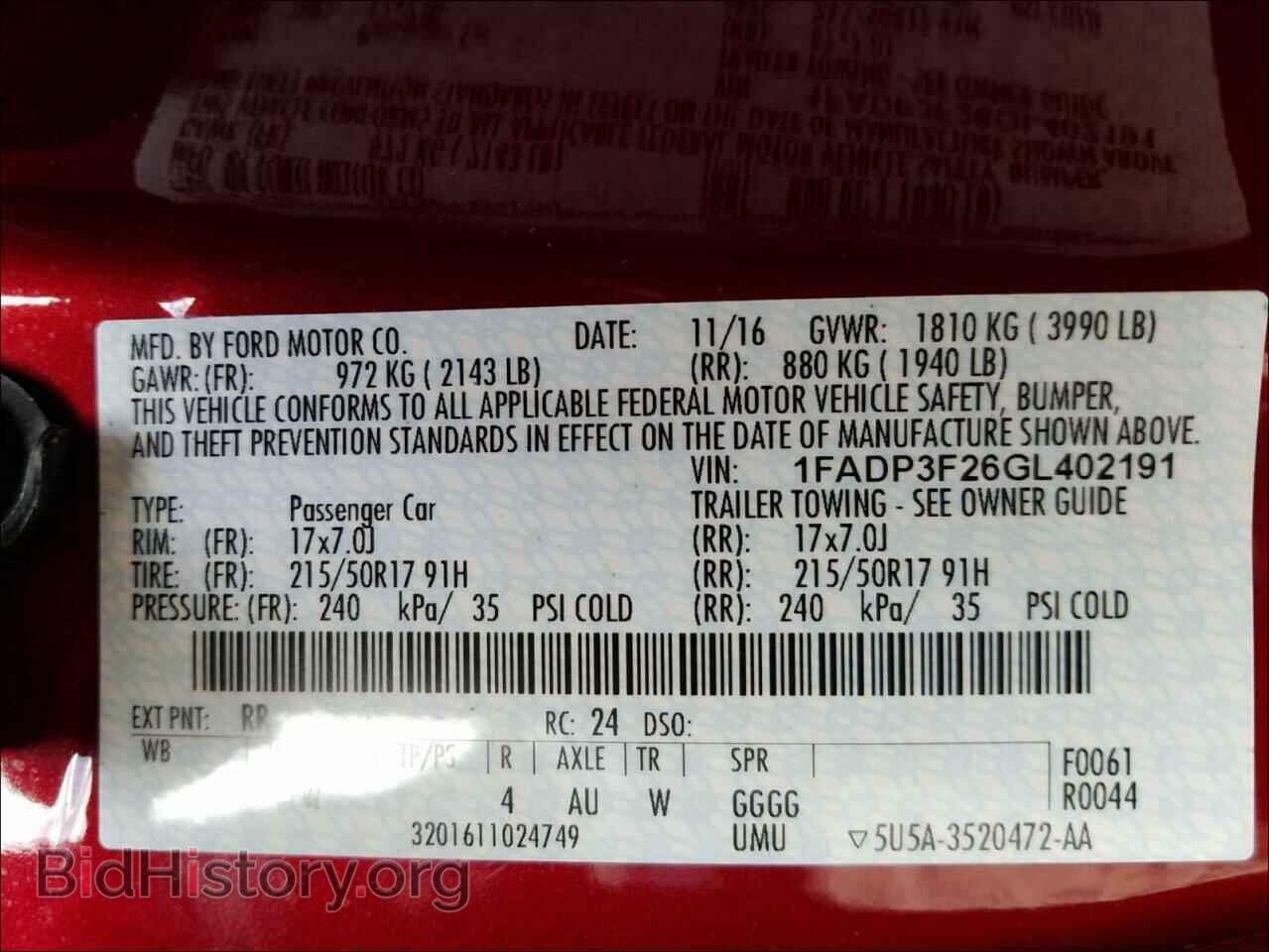 2016 FORD FOCUS - VIN: 1FADP3F26GL402191 - Фото 10