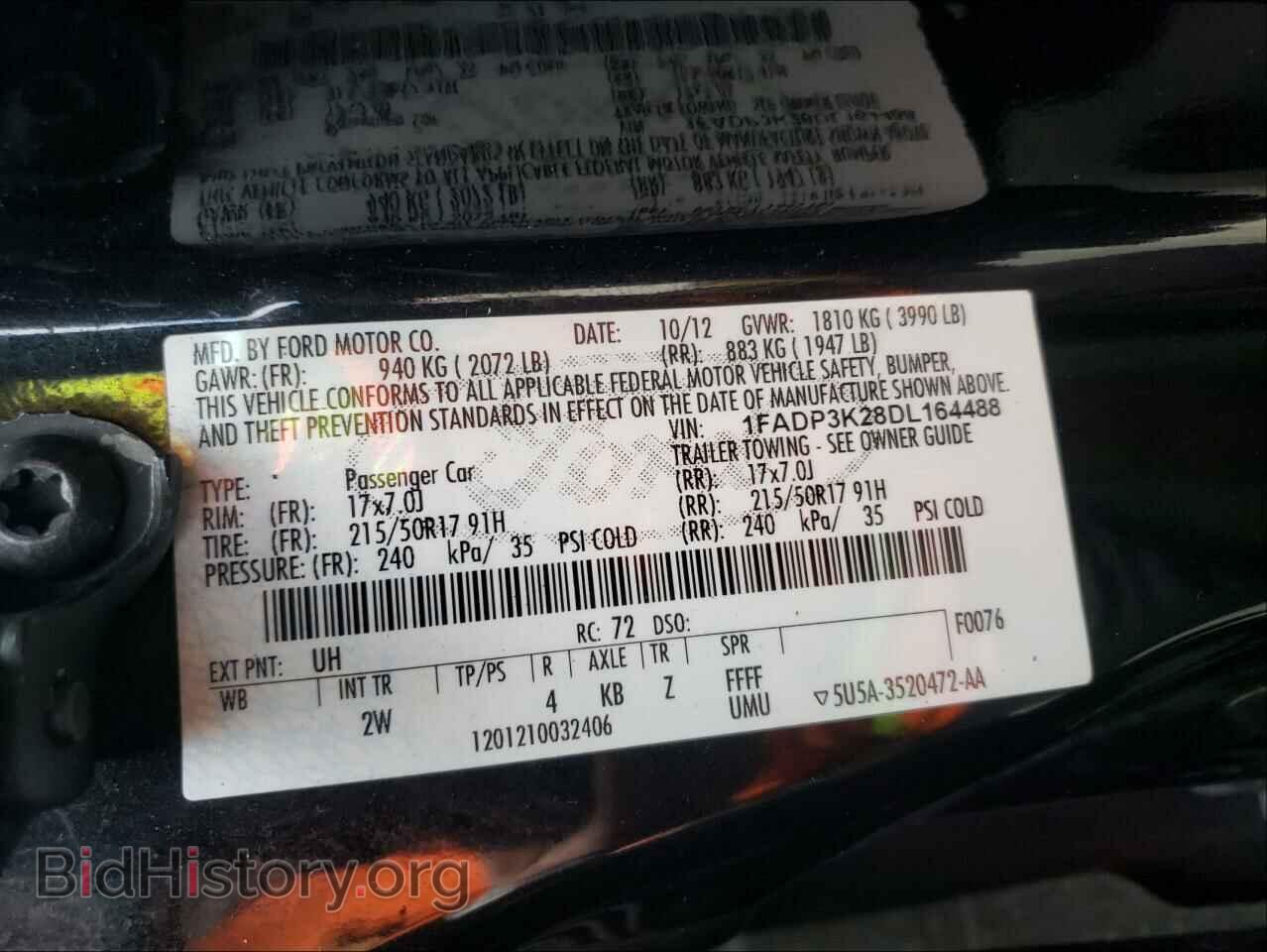 2013 FORD FOCUS - VIN: 1FADP3K28DL164488 - Фото 10