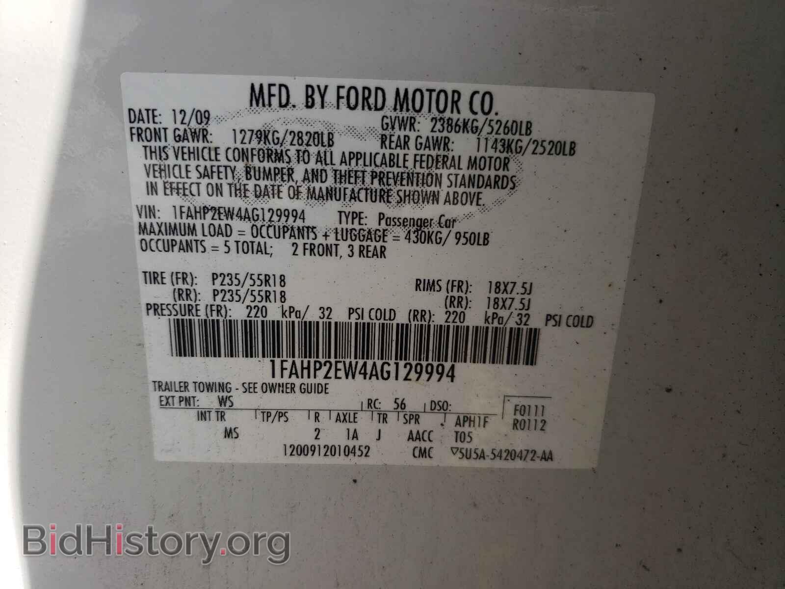 2010 FORD TAURUS - VIN: 1FAHP2EW4AG129994 - Photo 10