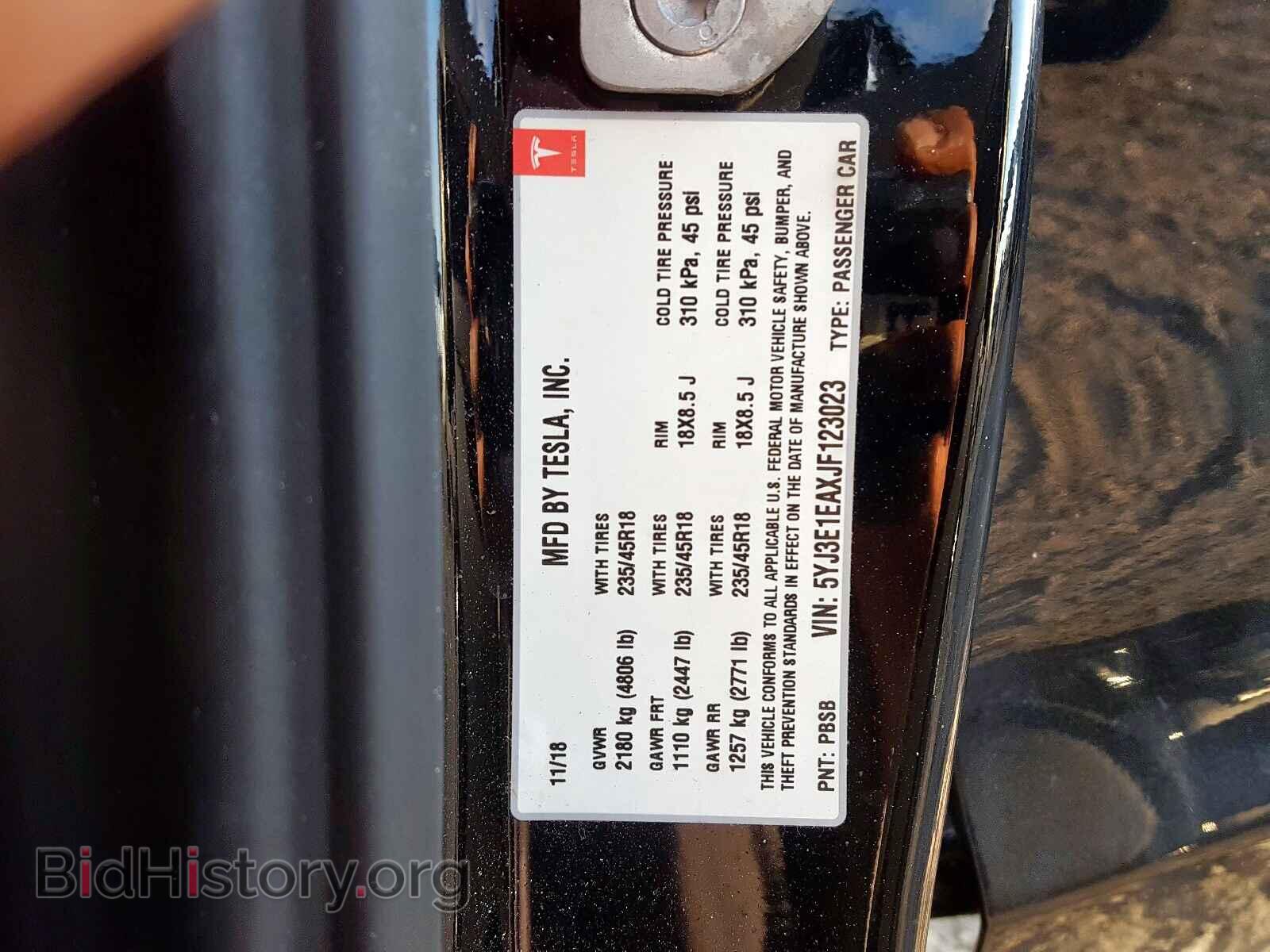 2018 TESLA MODEL 3 - VIN: 5YJ3E1EAXJF123023 - Photo 10
