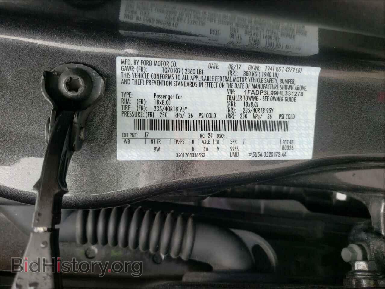 2017 FORD FOCUS - VIN: 1FADP3L99HL331278 - Фото 10