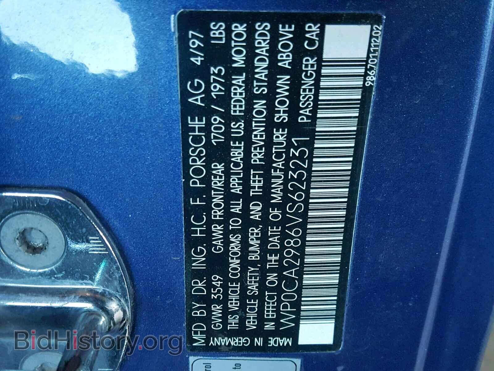 1997 PORSCHE BOXSTER - VIN: WP0CA2986VS623231 - Фото 10