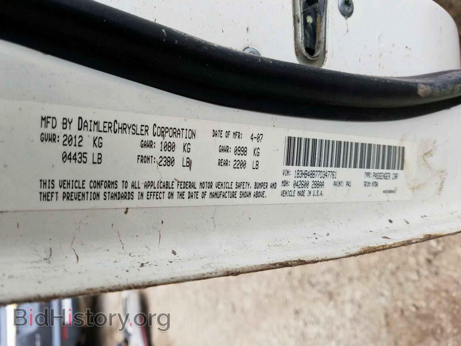 2007 DODGE CALIBER - VIN: 1B3HB48B77D347761 - Фото 10