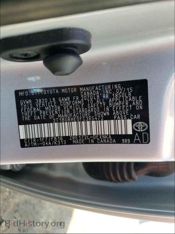 2015 TOYOTA COROLLA - VIN: 2T1BURHE0FC365472 - Фото 10