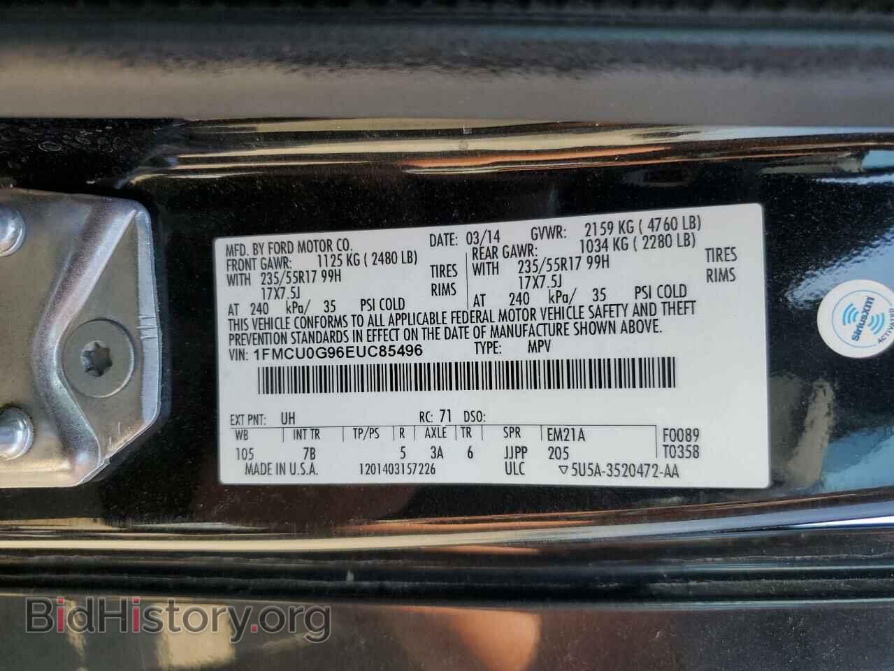 2014 FORD ESCAPE - VIN: 1FMCU0G96EUC85496 - Фото 13