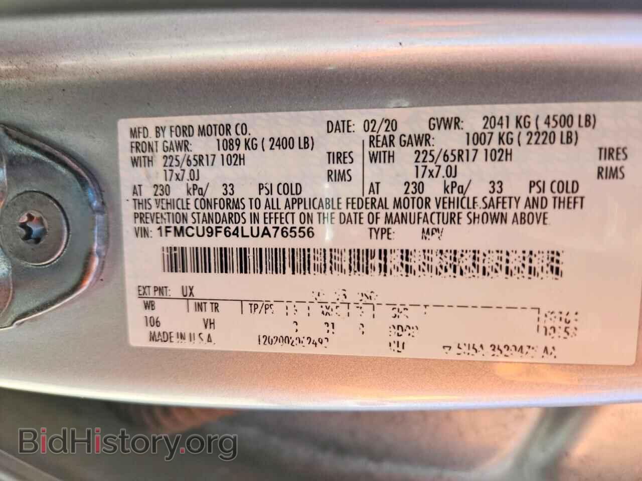 2020 FORD ESCAPE - VIN: 1FMCU9F64LUA76556 - Photo 13