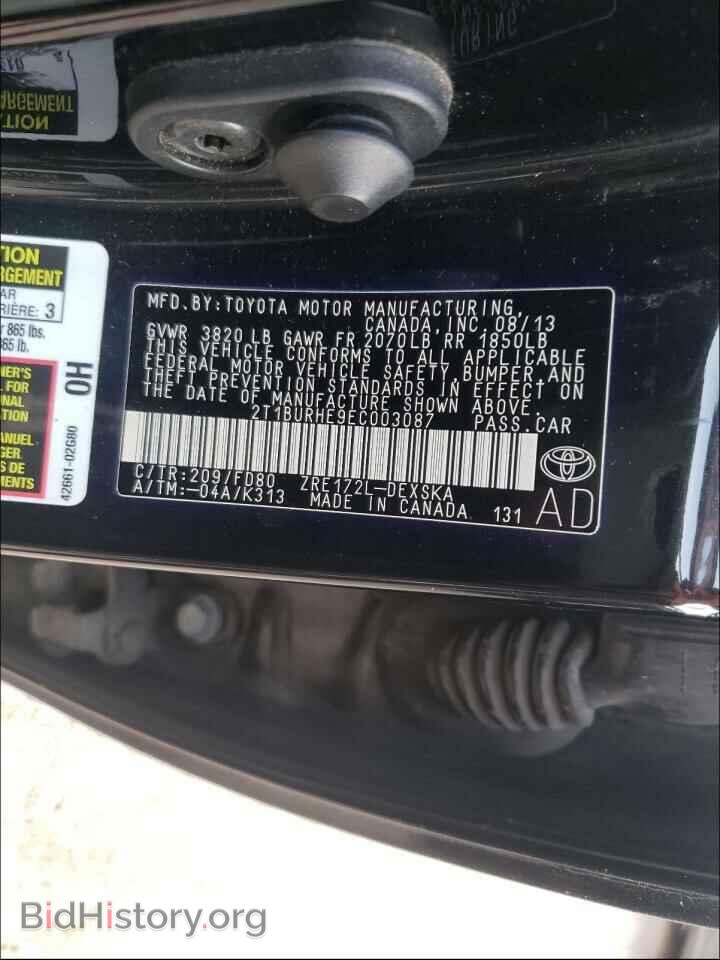 2014 TOYOTA COROLLA - VIN: 2T1BURHE9EC003087 - Фото 10