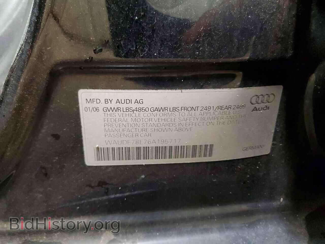 2006 AUDI A4 - VIN: WAUDF78E76A195717 - Фото 12