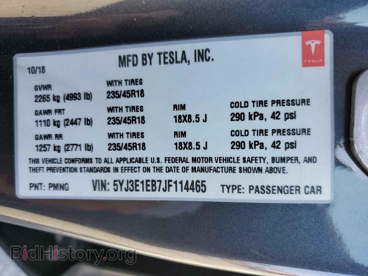 2018 TESLA MODEL 3 - VIN: 5YJ3E1EB7JF114465 - Photo 12
