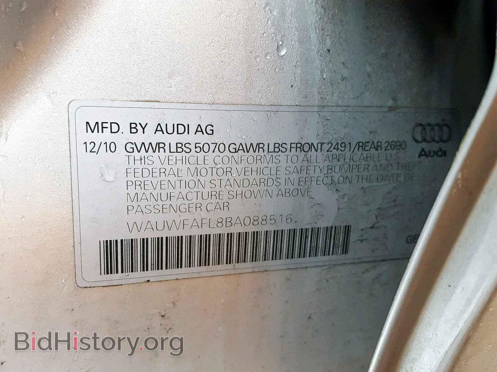 2011 AUDI A4 - VIN: WAUWFAFL8BA088516 - Фото 10