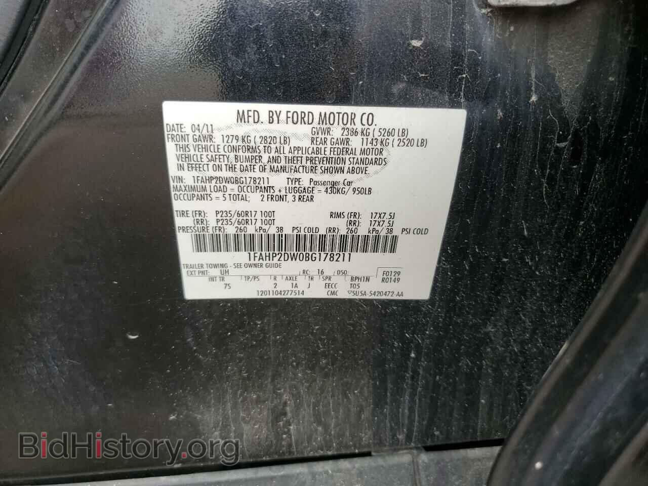 2011 FORD TAURUS - VIN: 1FAHP2DW0BG178211 - Фото 12