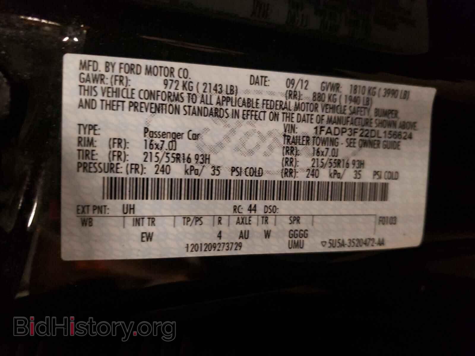 2013 FORD FOCUS - VIN: 1FADP3F22DL156624 - Фото 10