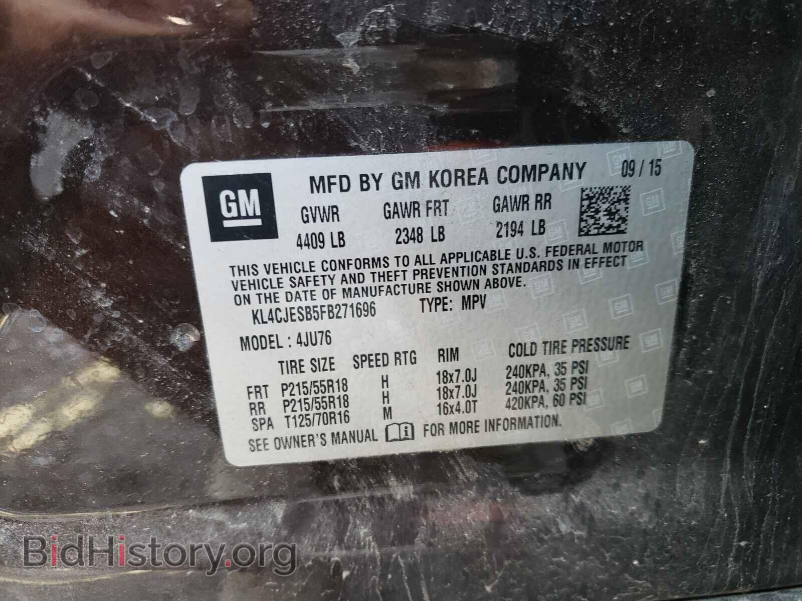 2015 BUICK ENCORE - VIN: KL4CJESB5FB271696 - Фото 10