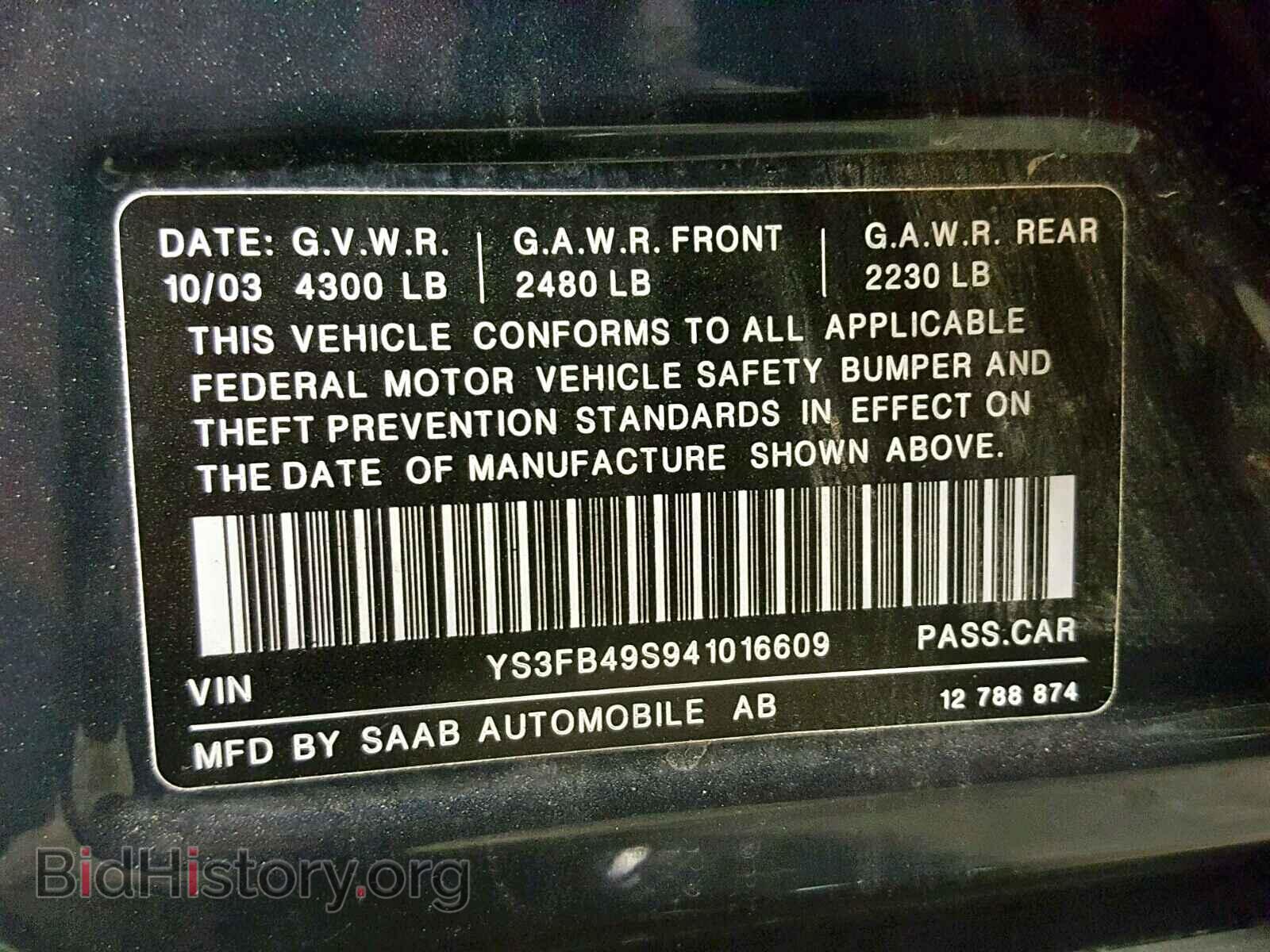 2004 SAAB 9 3 - VIN: YS3FB49S941016609 - Photo 10