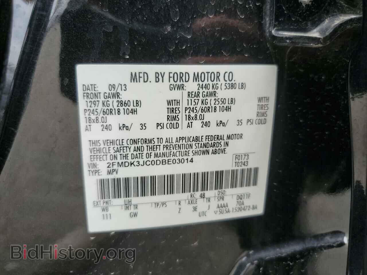 2013 FORD EDGE - VIN: 2FMDK3JC0DBE03014 - Photo 10