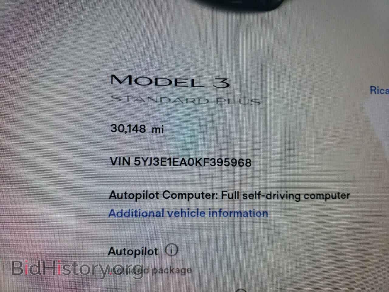 2019 TESLA MODEL 3 - VIN: 5YJ3E1EA0KF395968 - Фото 8