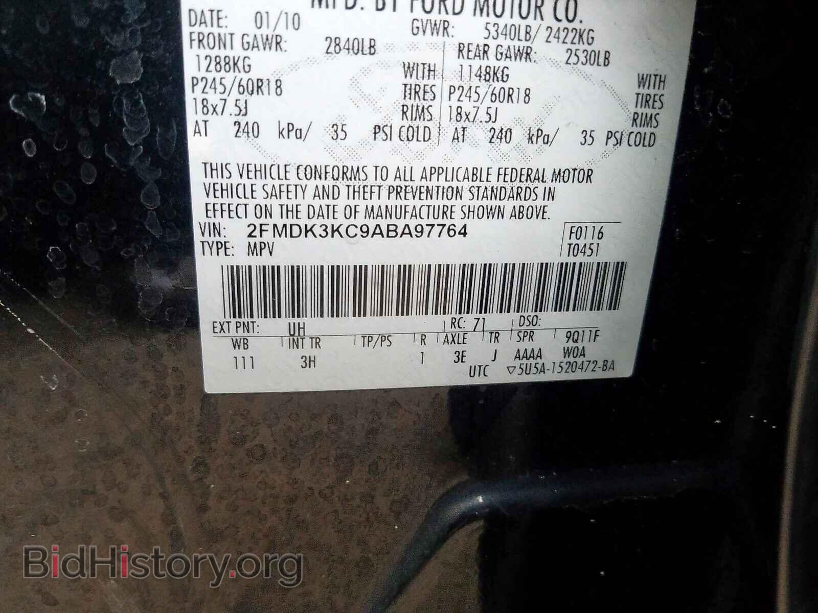 2010 FORD EDGE - VIN: 2FMDK3KC9ABA97764 - Фото 10