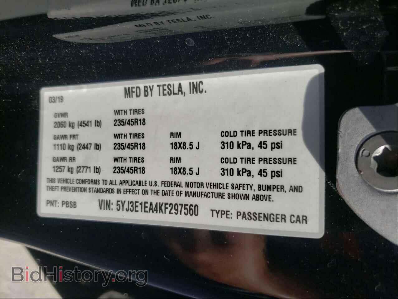 2019 TESLA MODEL 3 - VIN: 5YJ3E1EA4KF297560 - Photo 10