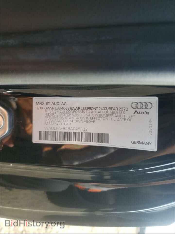 2011 AUDI A5 - VIN: WAULFAFR2BA049122 - Фото 10