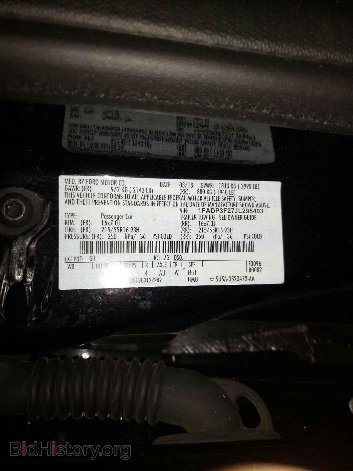 2018 FORD FOCUS - VIN: 1FADP3F27JL295403 - Фото 10