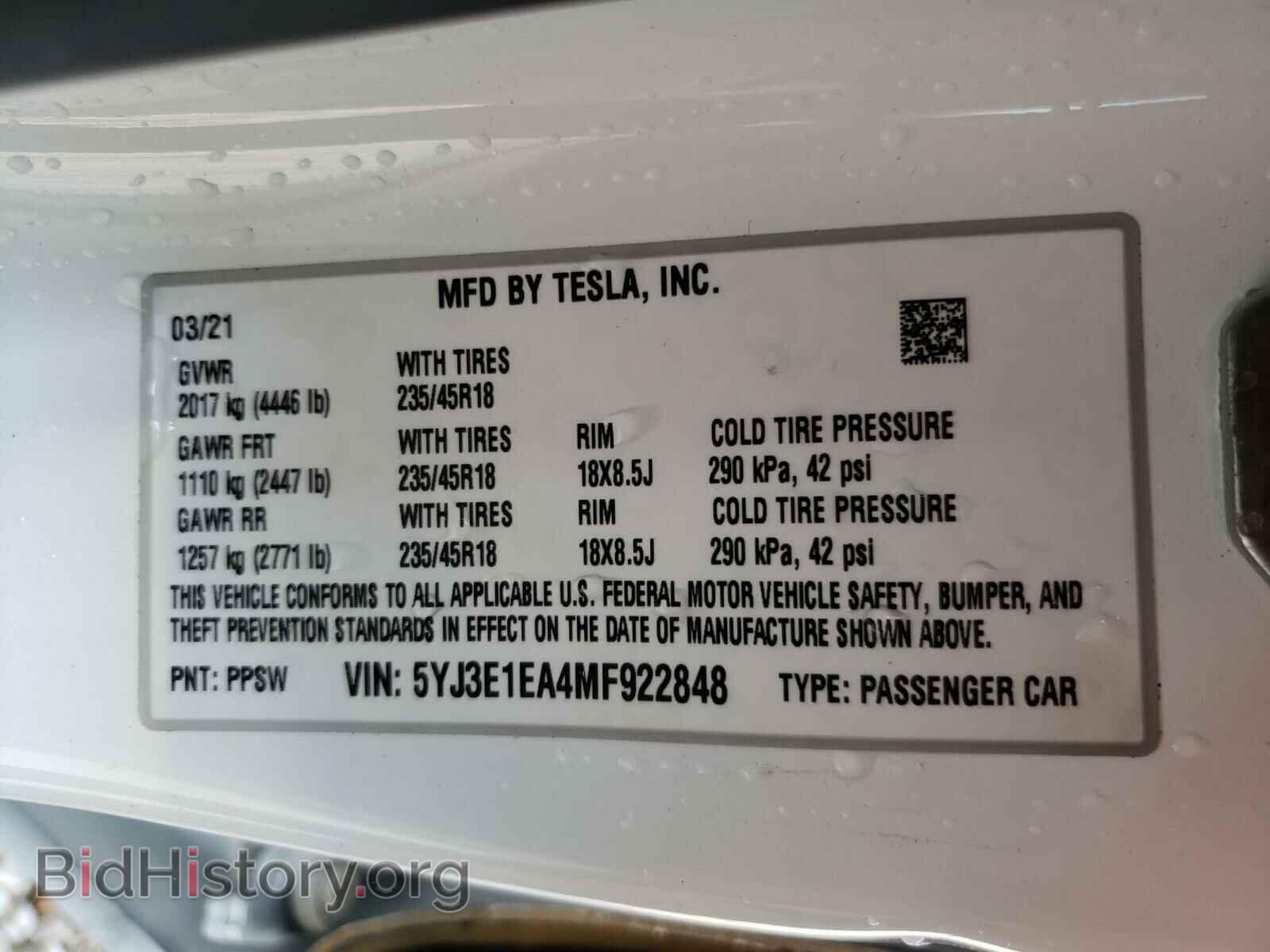 2021 TESLA MODEL 3 - VIN: 5YJ3E1EA4MF922848 - Photo 10