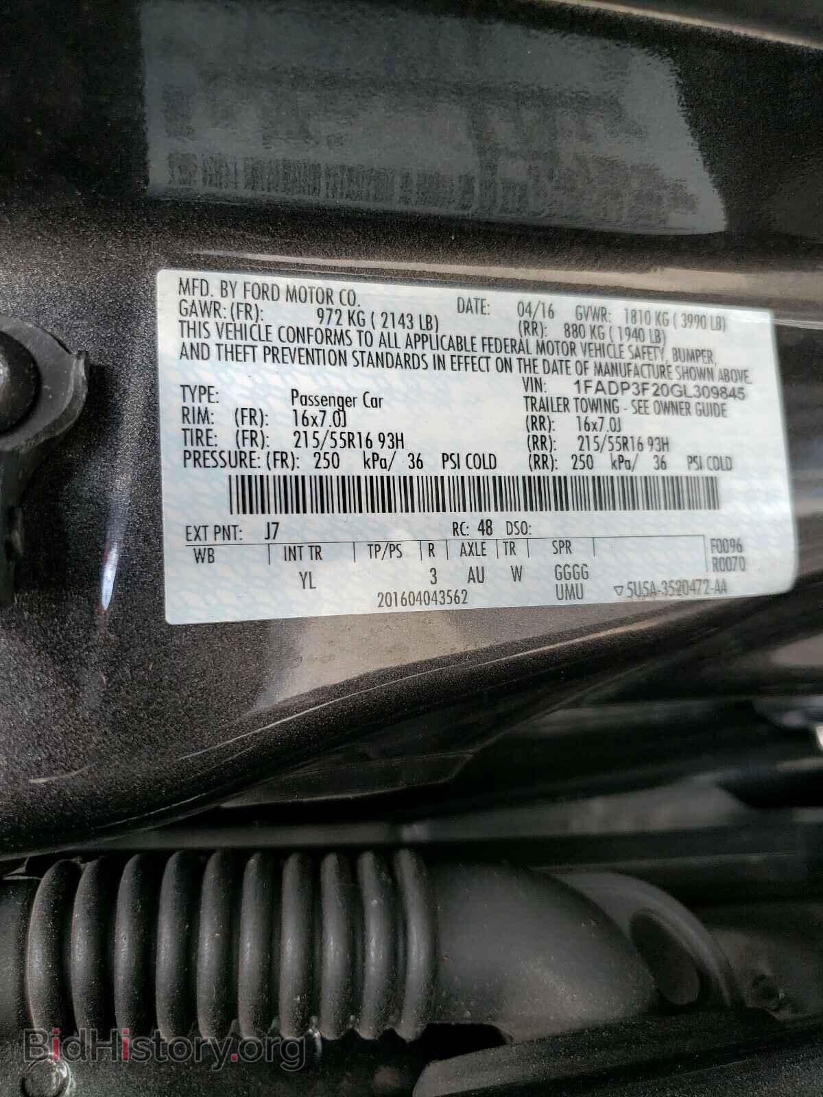 2016 FORD FOCUS - VIN: 1FADP3F20GL309845 - Фото 10