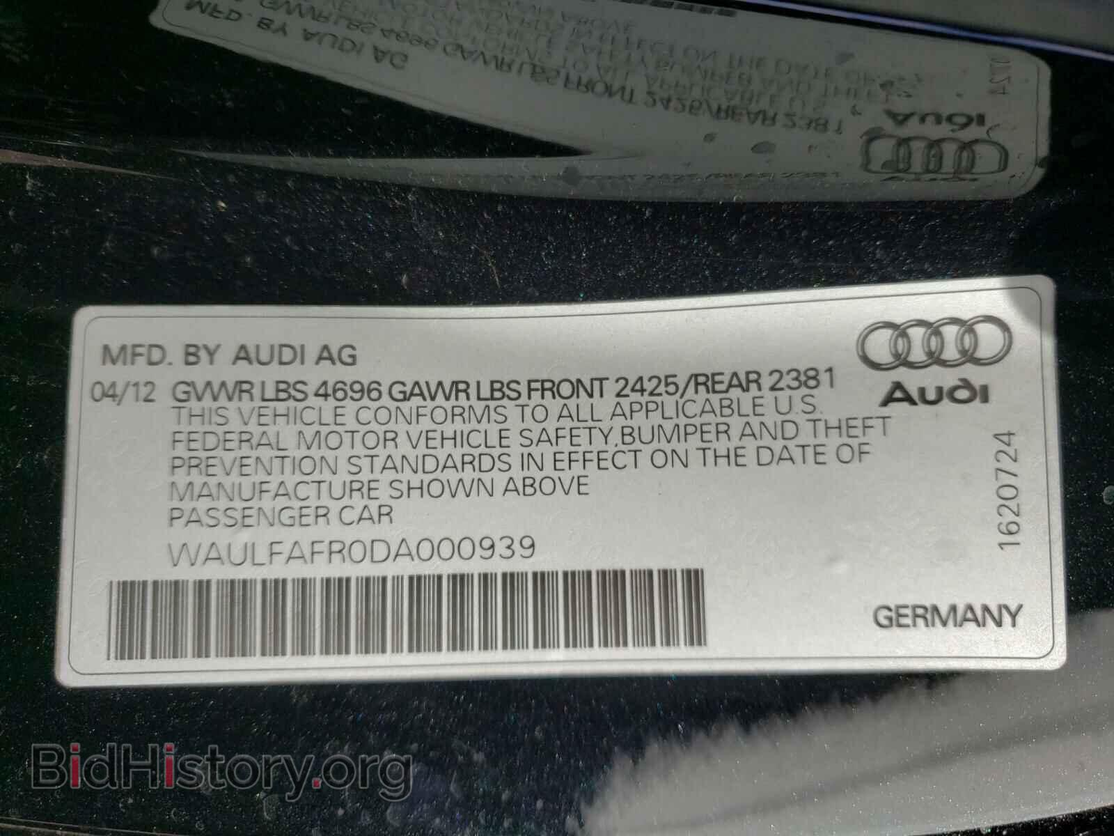 2013 AUDI A5 - VIN: WAULFAFR0DA000939 - Фото 10