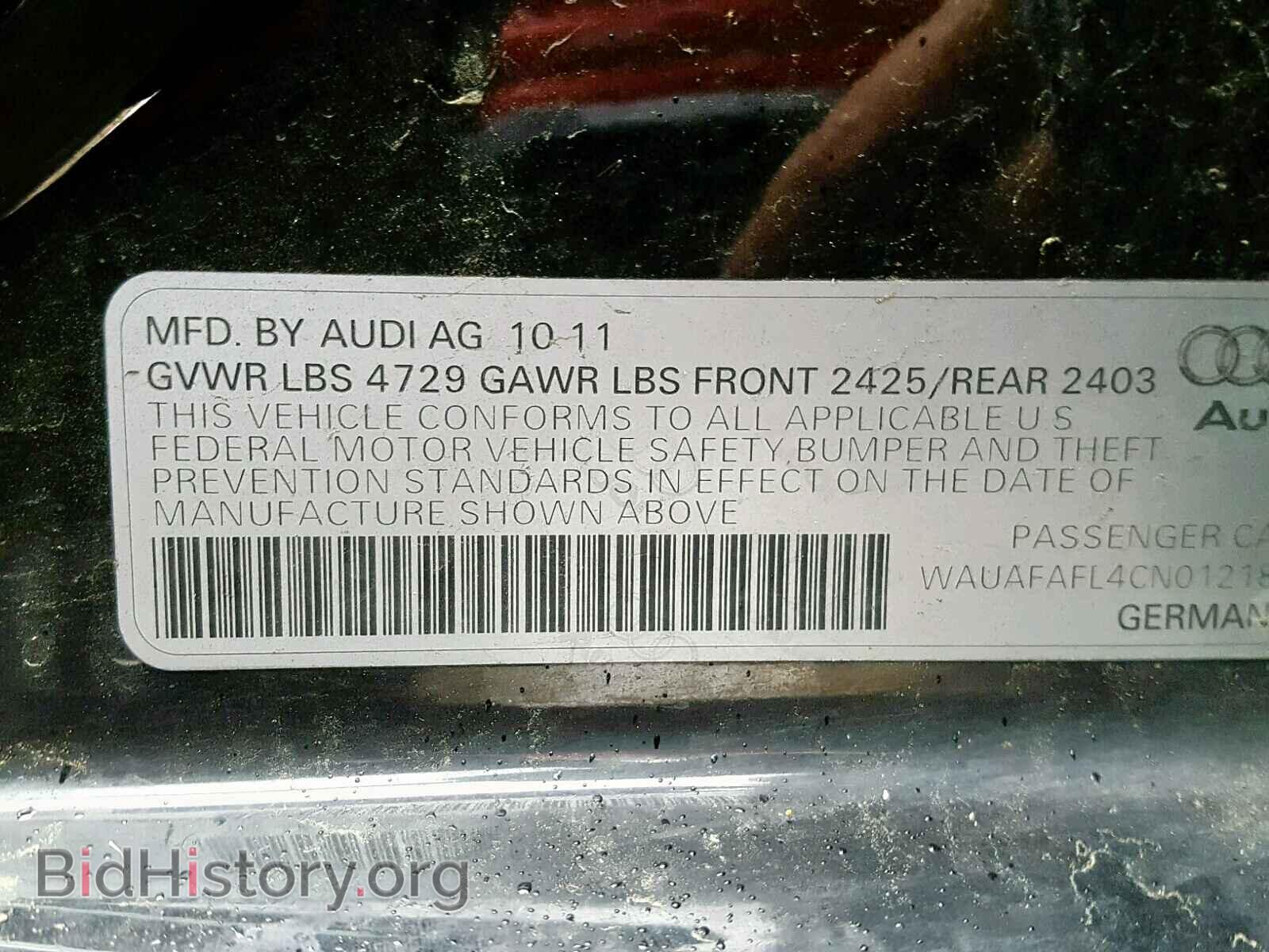 2012 AUDI A4 - VIN: WAUAFAFL4CN012182 - Фото 10