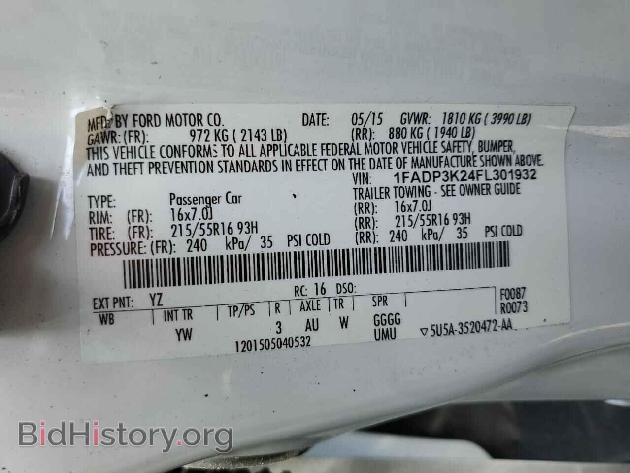 2015 FORD FOCUS - VIN: 1FADP3K24FL301932 - Фото 12