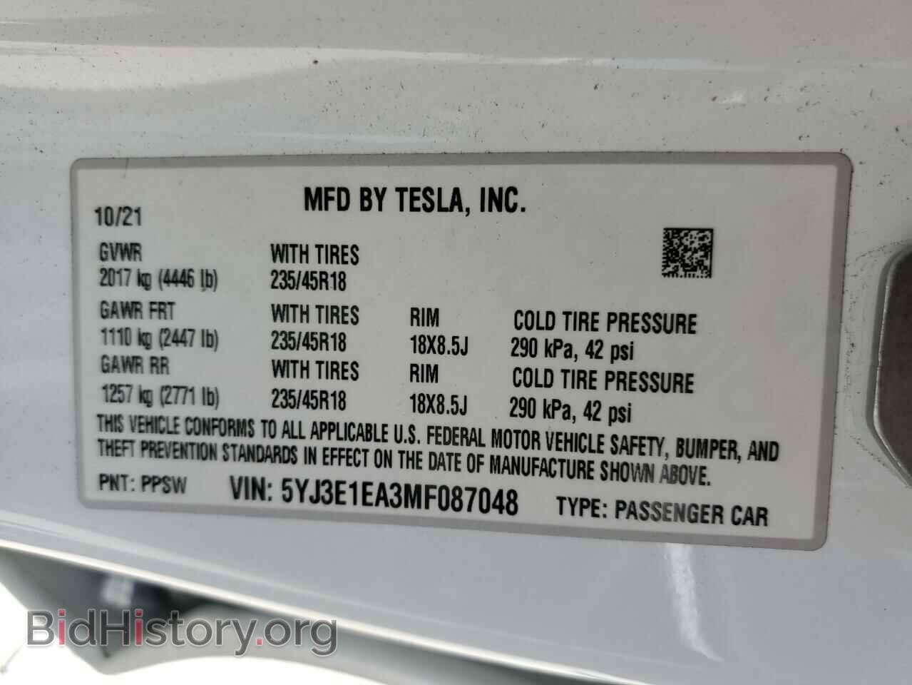 2021 TESLA MODEL 3 - VIN: 5YJ3E1EA3MF087048 - Фото 12