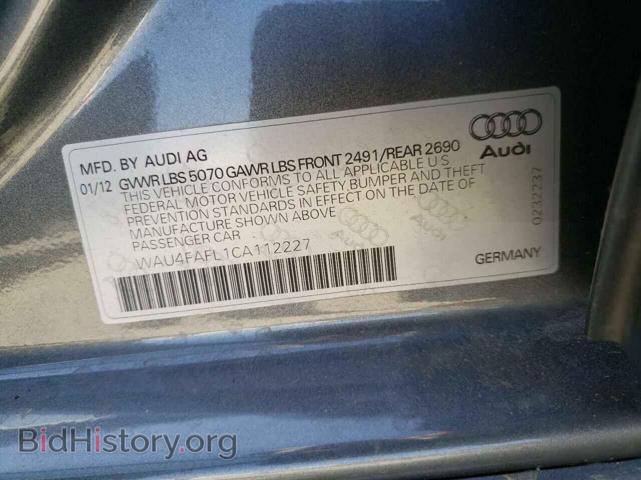 2012 AUDI A4 - VIN: WAU4FAFL1CA112227 - Фото 10