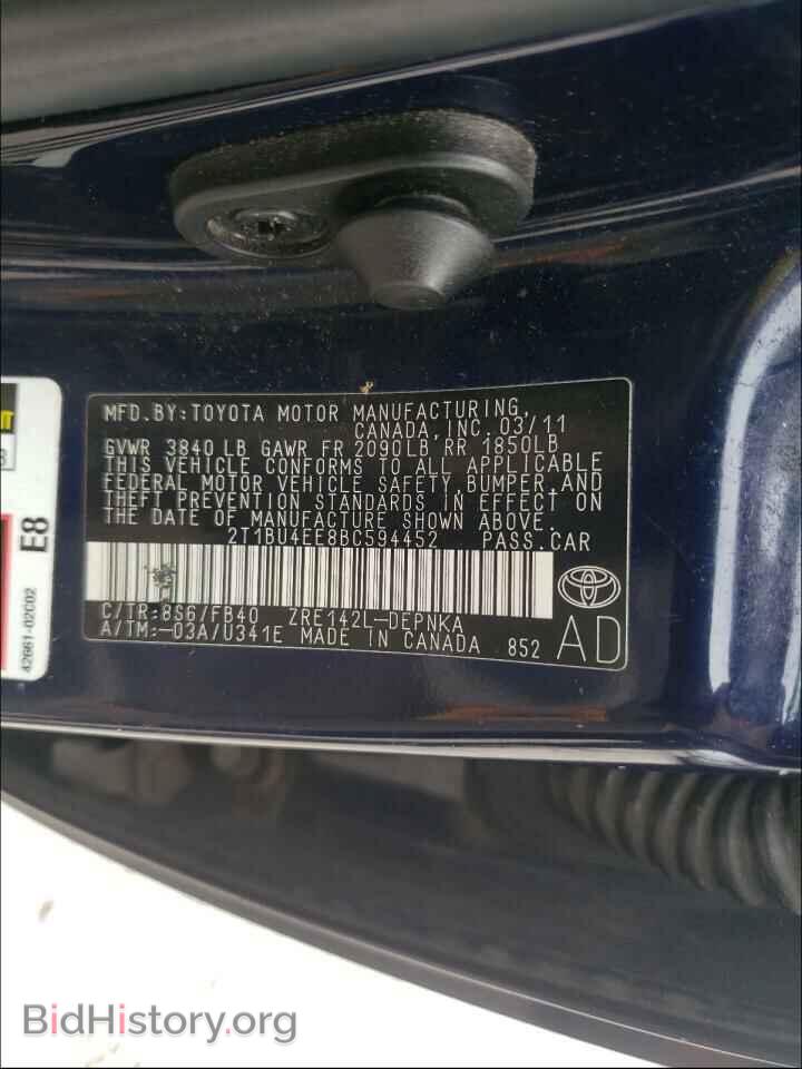 2011 TOYOTA COROLLA - VIN: 2T1BU4EE8BC594452 - Фото 10