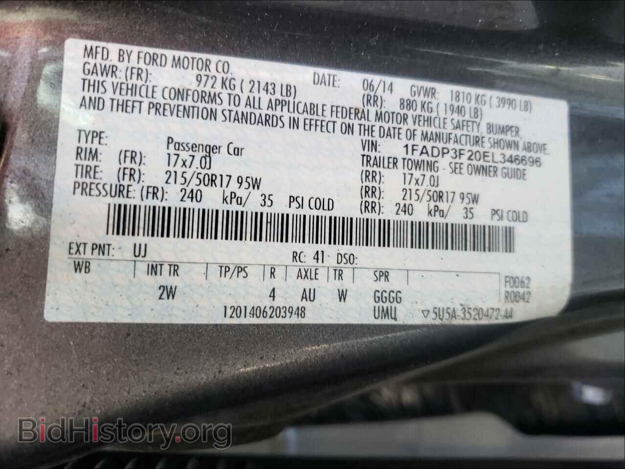 2014 FORD FOCUS - VIN: 1FADP3F20EL346696 - Фото 10